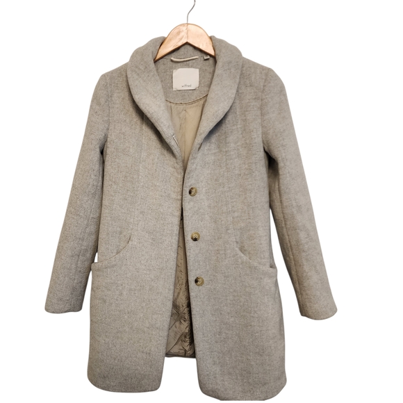 Wilfred Light Gray Cocoon Wool Coat - Picture 2 of 12